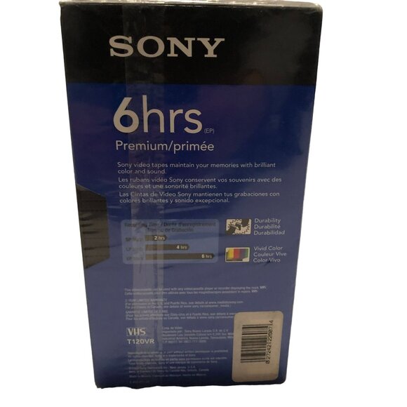 NEW SONY VHS CASSETTE TAPES SEALED SET OF 4 PREMIUM 6HRS T120 VR 246m - Picture 3 of 3